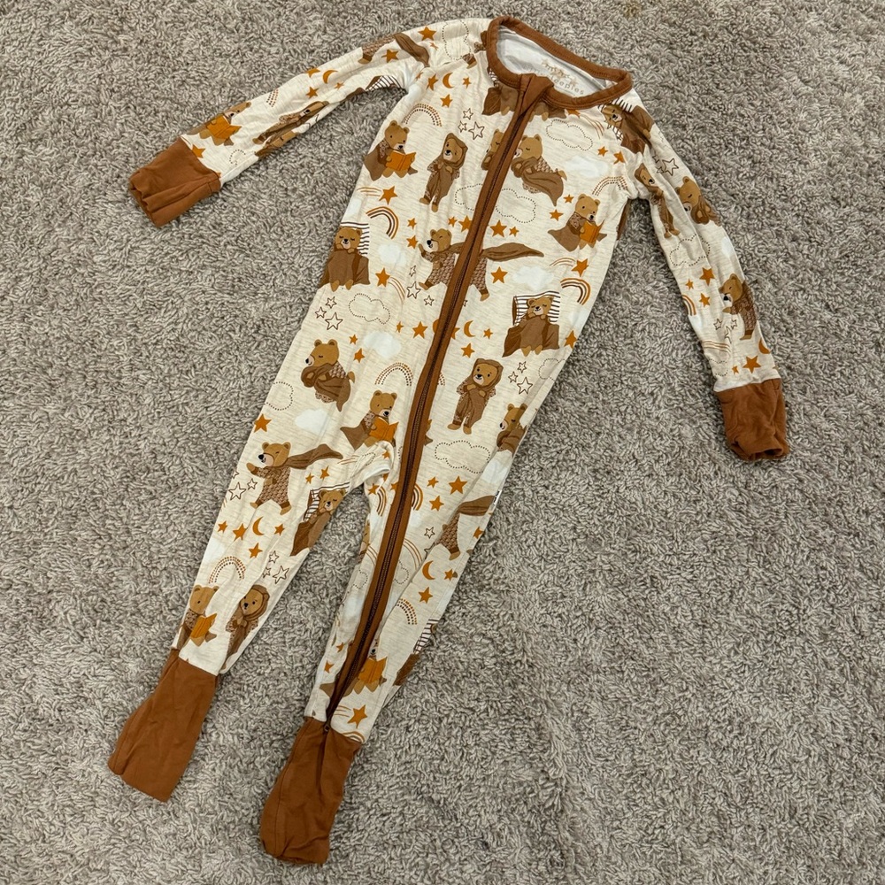 Little Sleepies Zippy in Teddy Bear Print - 12-18M